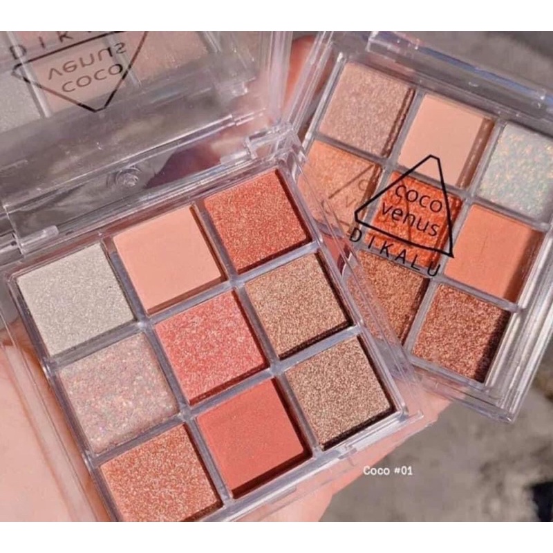 Bảng phấn mắt nhũ 9 ô vuông Dikalu