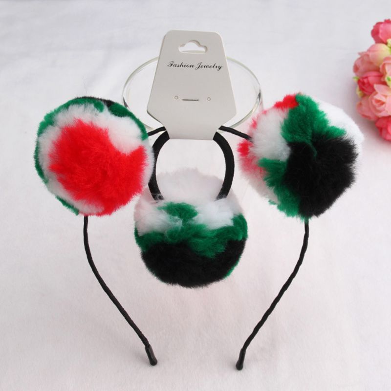 Băng Đô Cài Tóc Đính Bóng Lông Màu Kẹo Ngọt Dễ Thương Cho Bé Gái