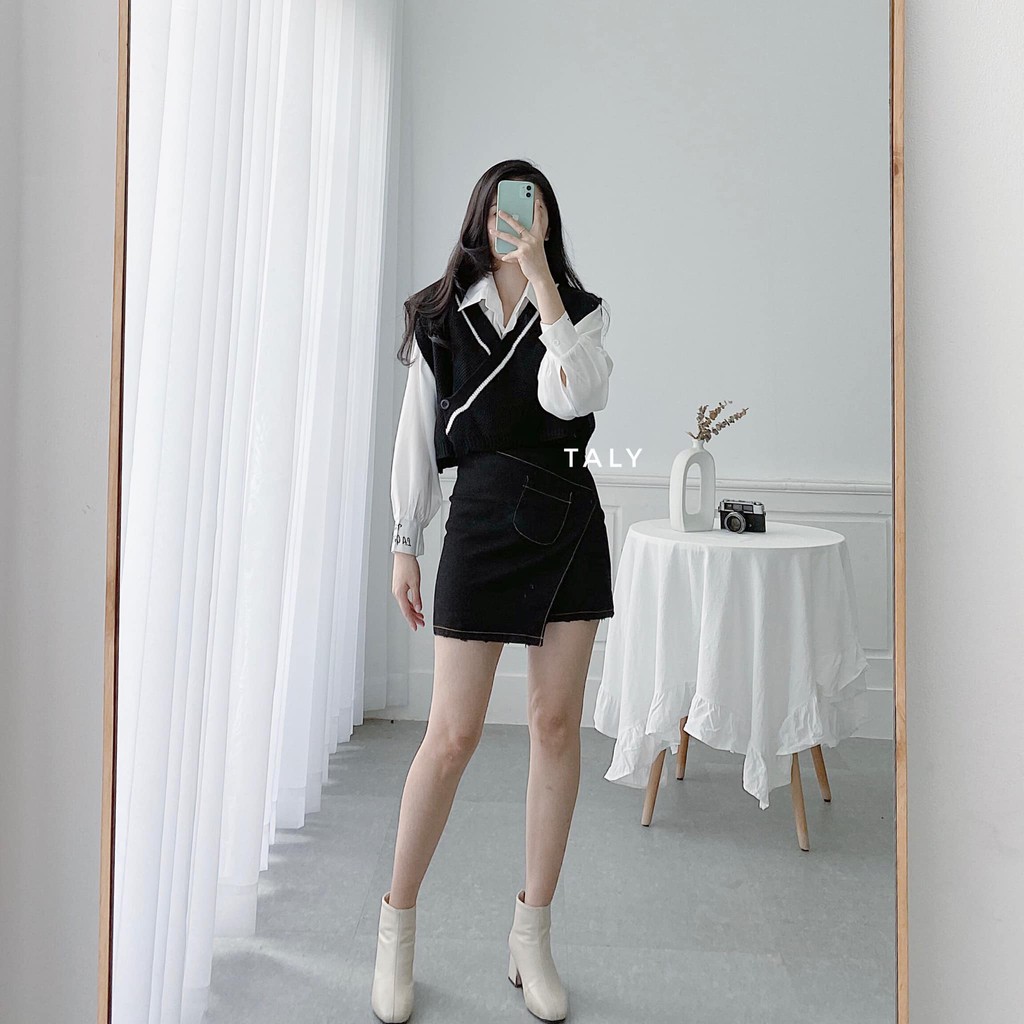 [Mã FADIRECT20 giảm 20K đơn 150K] Chân váy đắp chéo viền nổi V2911 TALY | BigBuy360 - bigbuy360.vn