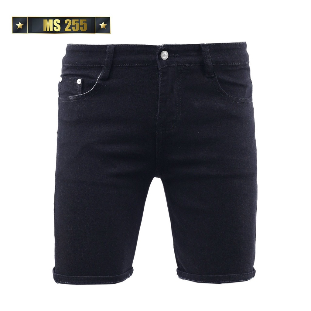 Quần short jean nam màu đen chất bò - quần short jean ngắn nam co giãn thời trang cao cấp Mimishop122 ms255