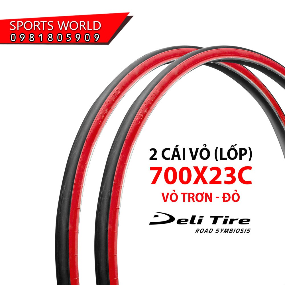 2 cái vỏ xe đạp 700x23 (23-622) vỏ trơn SA-205 DELI-TIRE lốp xe đạp