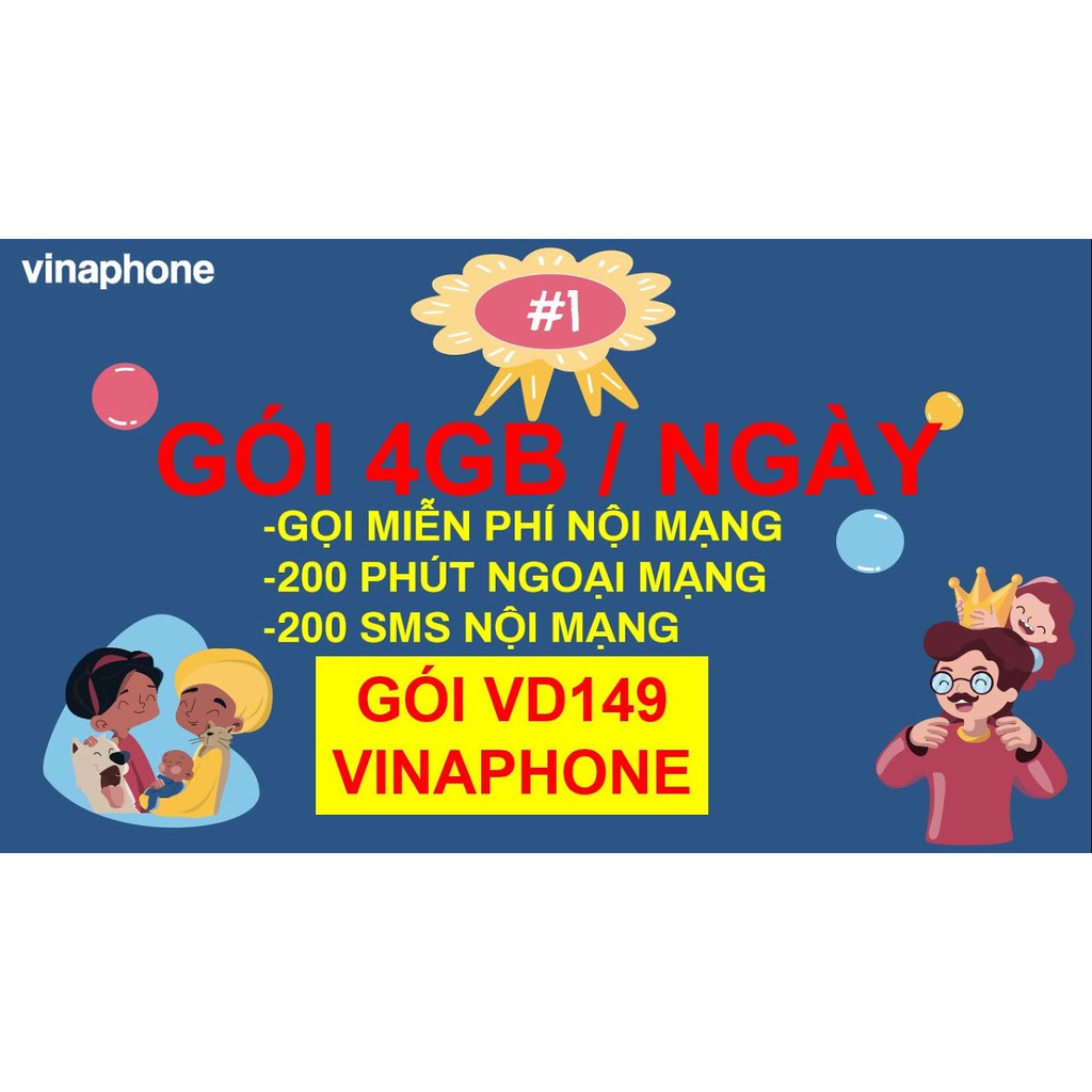 Sim 4G Vina VD89 VD149 Miễn Phí Data 2GB Đến 4GB 1 Ngày Và Gọi 12 Tháng Không Cần Nạp Tiền,Sim Bảo Hành 1 N