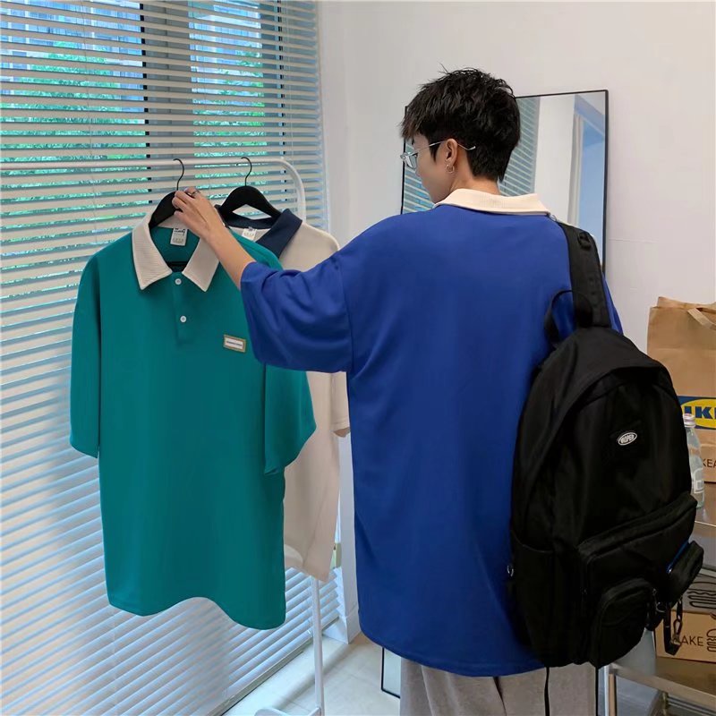 Áo Thun Tay Ngắn Dáng Rộng In Họa Tiết Thời Trang Hàn Quốc Cho Nam Bình thường và lỏng lẻo Mỏng và thoáng khí áo thun nam áo thun nam form rộng có cổ áo polo nam
