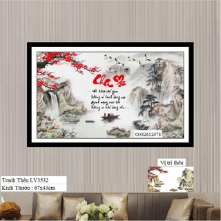 Tranh thêu chữ thập Cha Mẹ LV3532 (Tranh thêu 3D)
