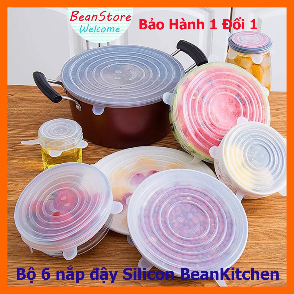 Set 6 nắp đậy silicon cao cấp HomeCare tiện lợi, dùng thay màng bọc thực phẩm, mua 1 lần dùng cả năm