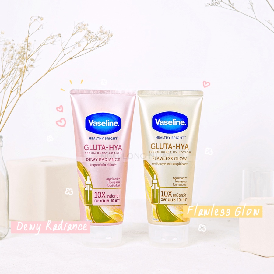 Sữa dưỡng thể trắng da, mờ thâm đều màu da Vaseline Healthy Bright Gluta HYA Serum Burst Lotion 10X Thái Lan 330ml