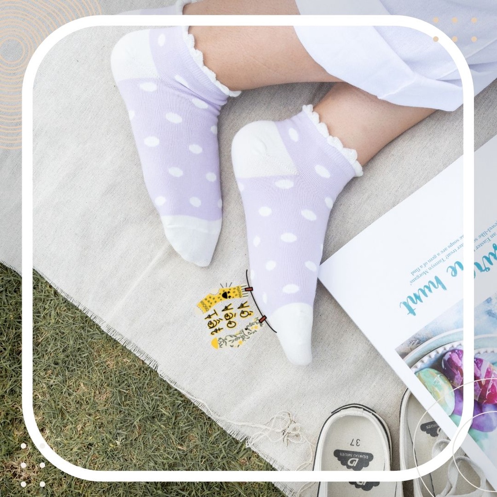 TẤT VỚ GẤU NỮ CỔ NGẮN TÍM PASTEL NHẠT