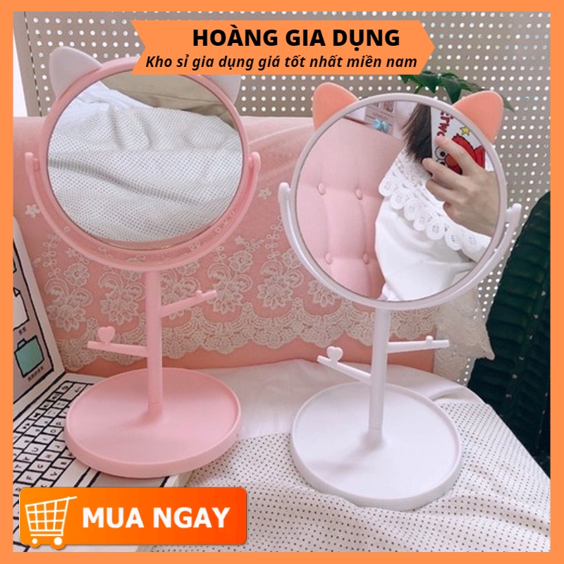 Gương Trang Điểm Để Bàn Tai Mèo Dễ Thương H226