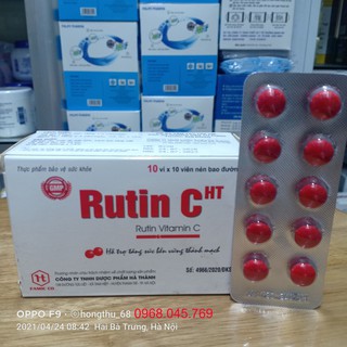 Rutin C Vitamin C Hà Thành hộp 100 viên bao đường