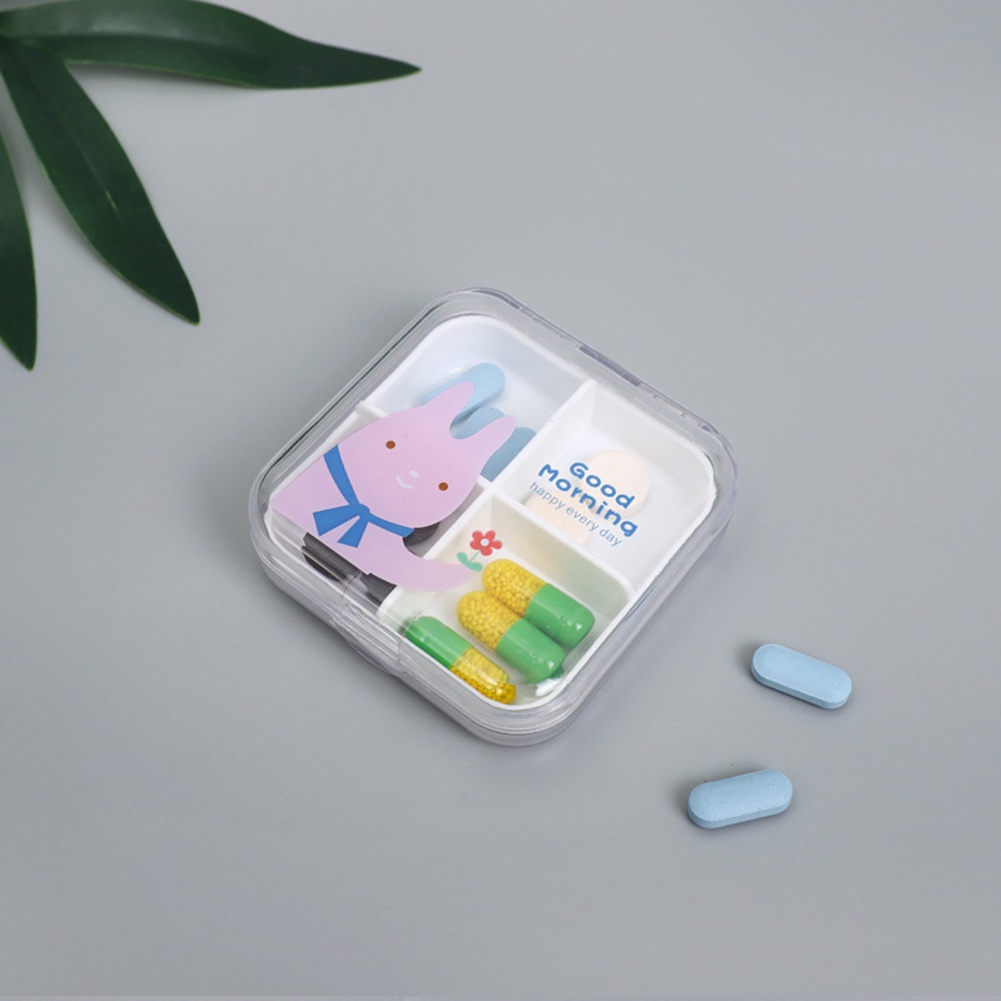1 Hộp Đựng Thuốc Mini Chia Ngăn Họa Tiết Hoạt Hình Dễ Thương Tiện Dụng