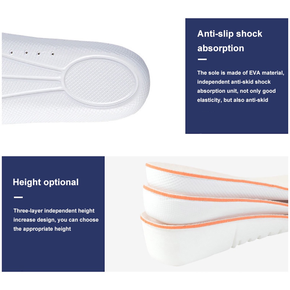 1 Cặp Miếng Lót Giày Thể Thao Unisex Tăng Chiều Cao 1.5-3.5cm