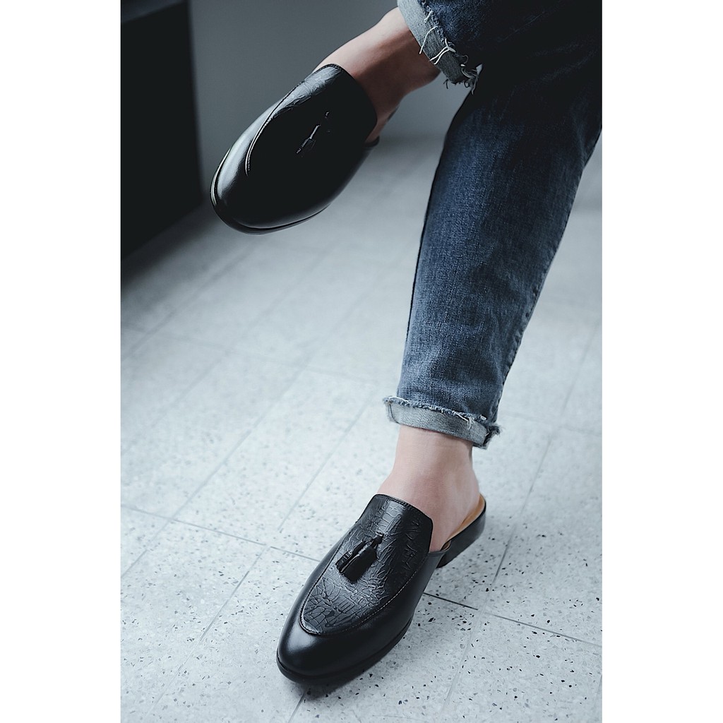 Giày Sục Nam Hở Gót Đai Chuông Da Bò Nguyên Tấm Toroshoes Mã M647