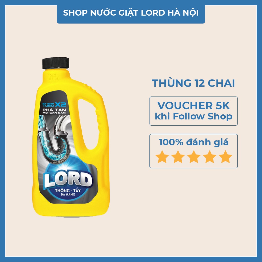 Thùng 12 chai Thông tẩy đa năng Lord tẩy cặn bồn cầu, thông cống