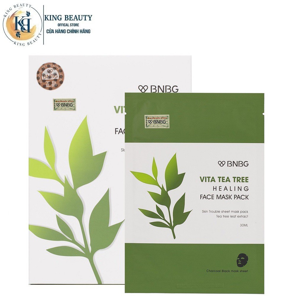 Hộp 10 Mặt Nạ Cải Thiện Da Mụn Cấp Tốc Chiết Xuất Tràm Trà BNBG Vita Tea Tree Healing Face Mask Pack 30ml x 10