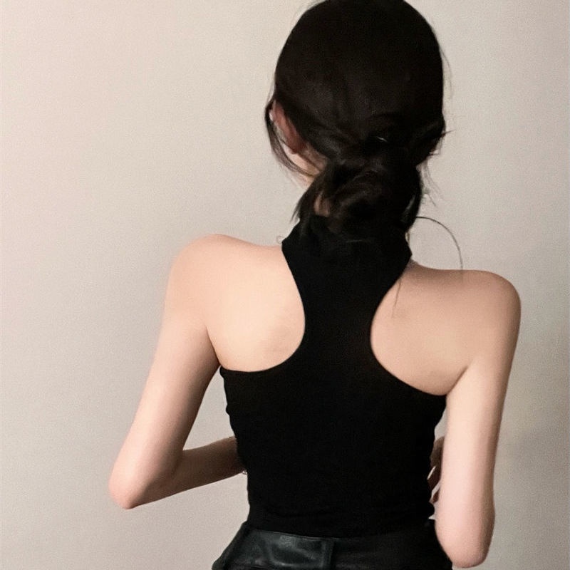 Áo quây thun gân tăm cổ chocker sau hot trend