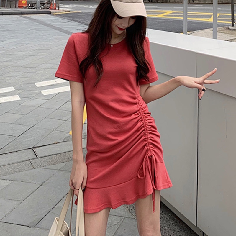 Đầm Ôm Dáng Phối Dây Rút Thời Trang Hàn Quốc Quyến Rũ Cho Nữ