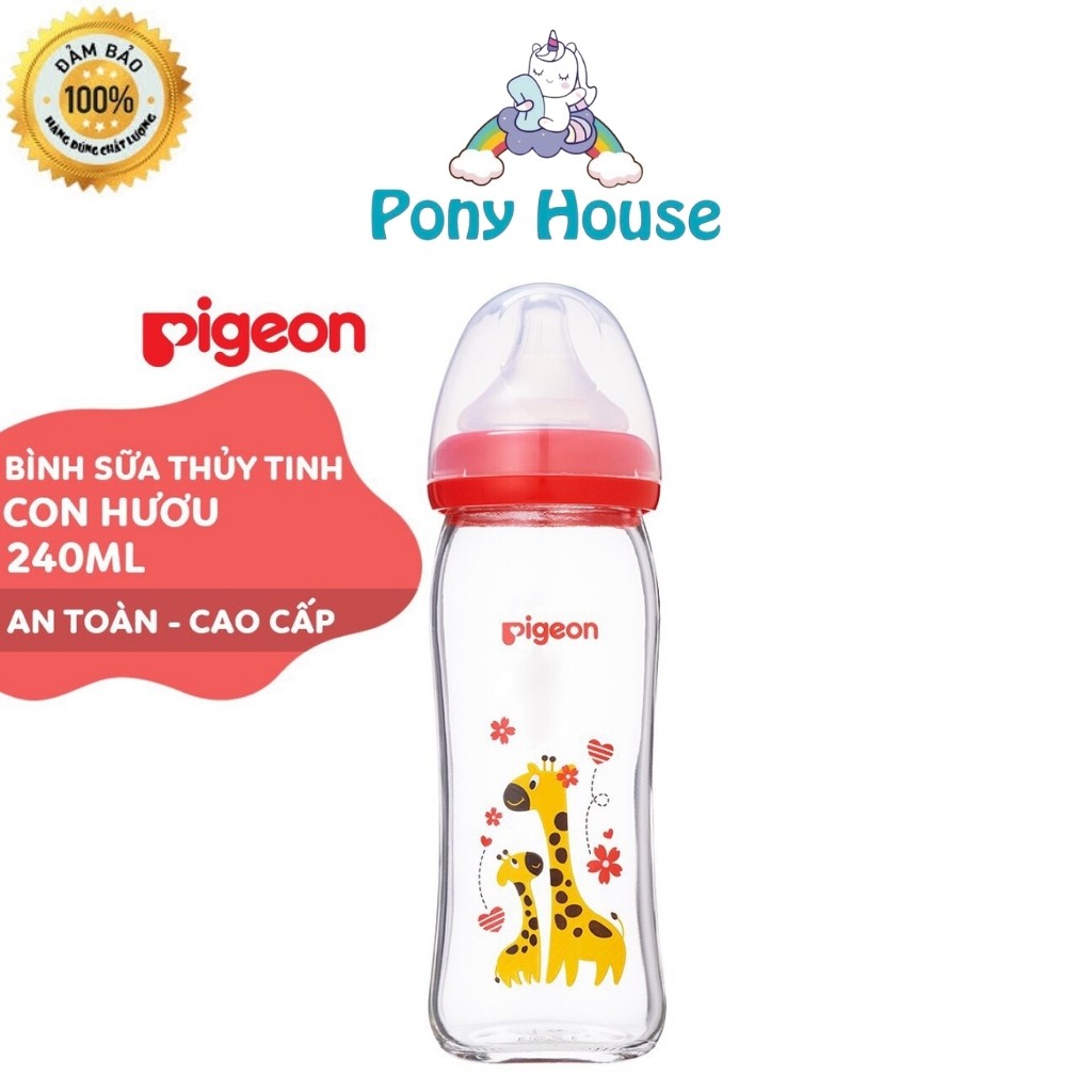 Bình Sữa Pigeon Thủy Tinh Cổ Rộng Plus 160ml - 240ml