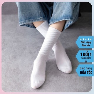 vớ nam nữ,tất cổ cao tất trắng đen trơn dệt kim tới bắp chân