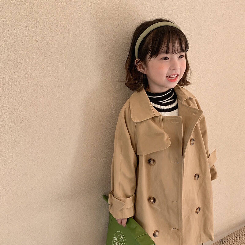 Áo khoác gió IQ ANGEL dáng dài phong cách phương Tây cho bé gái