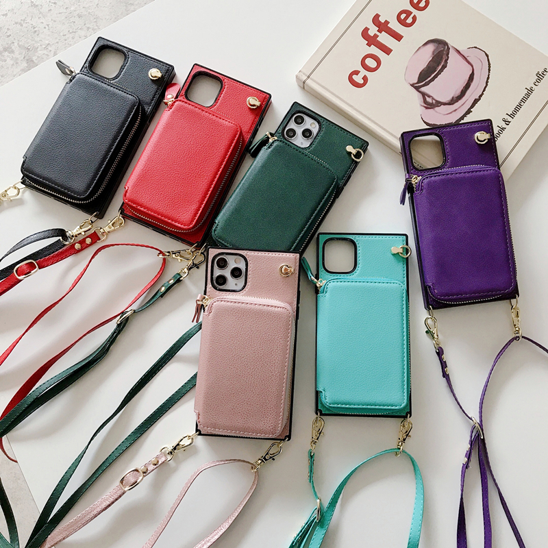 Ốp Lưng Da Có Dây Đeo Chéo Cho Iphone 11 12 Pro Max