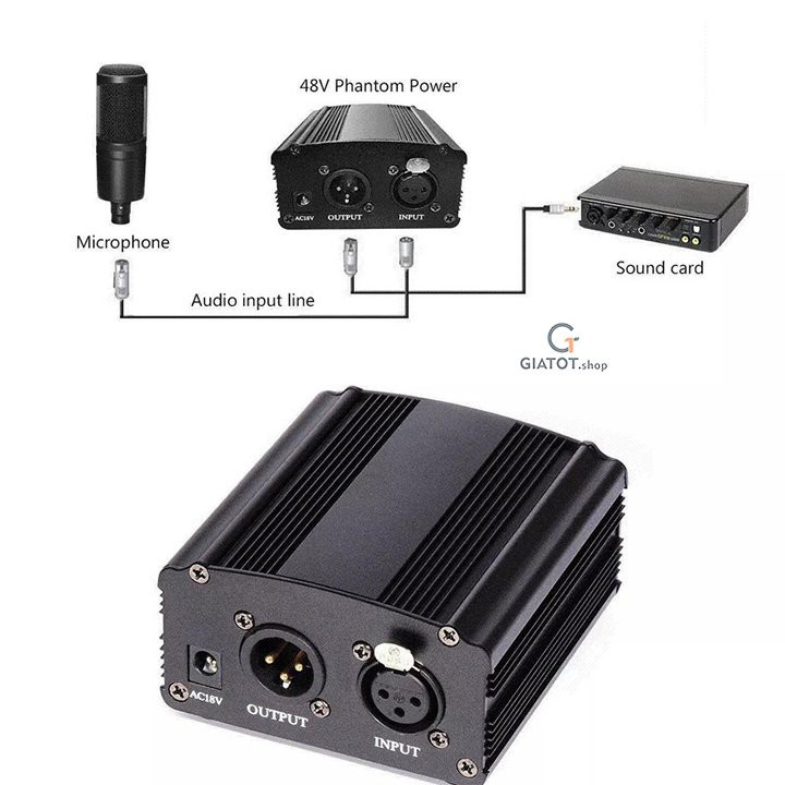 Nguồn Phantom chuyển đổi 48V chuyên dụng cho micro thu âm cao cấp