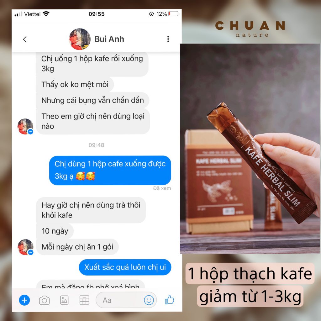 Thạch Kafe Herbal Slim CHUAN hộp 10 gói + Tặng Viên Uống Rau Củ