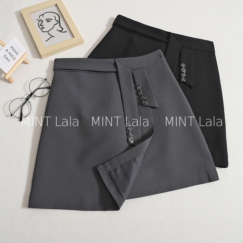 Chân Váy Lệch Tà Chữ A Vạt Rời Che Bụng Eo Cao