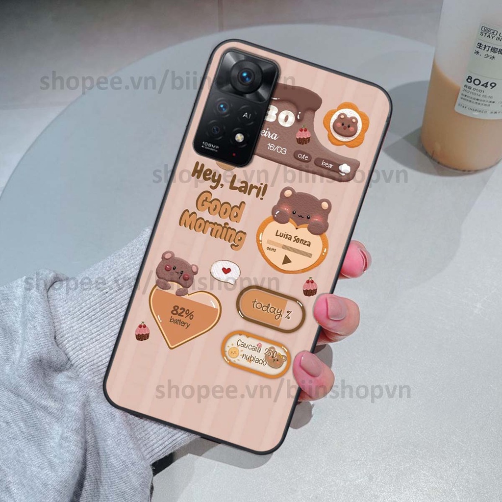 Ốp Xiaomi Redmi Note 11 4G / Note 11S / Note 11 Pro 5G in 3D icon gấu nổi siêu xinh, siêu đáng yêu, cá tính phong cách