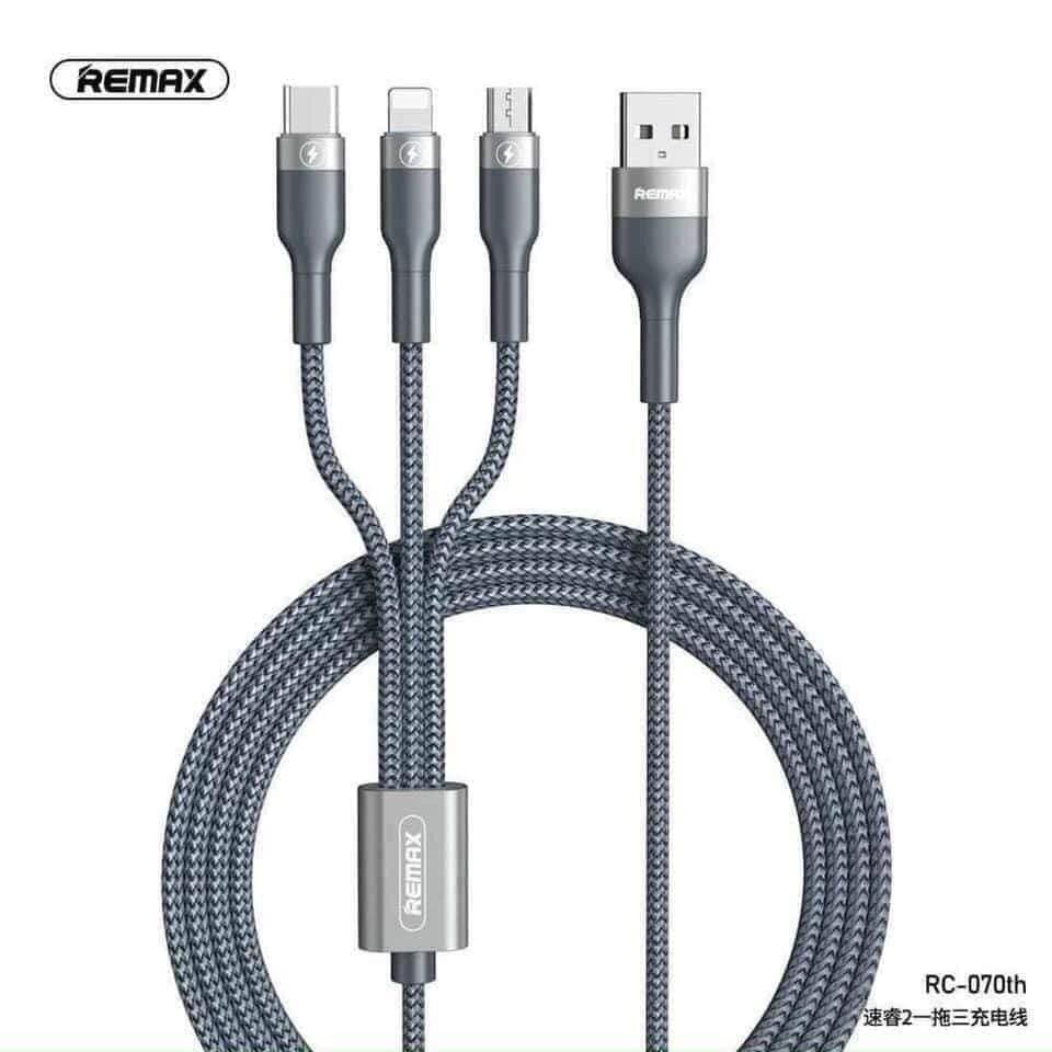 Cáp sạc đa năng 3 IN 1 dây sạc đa năng 3 đầu remax chống đứt siêu bền tiện lợi