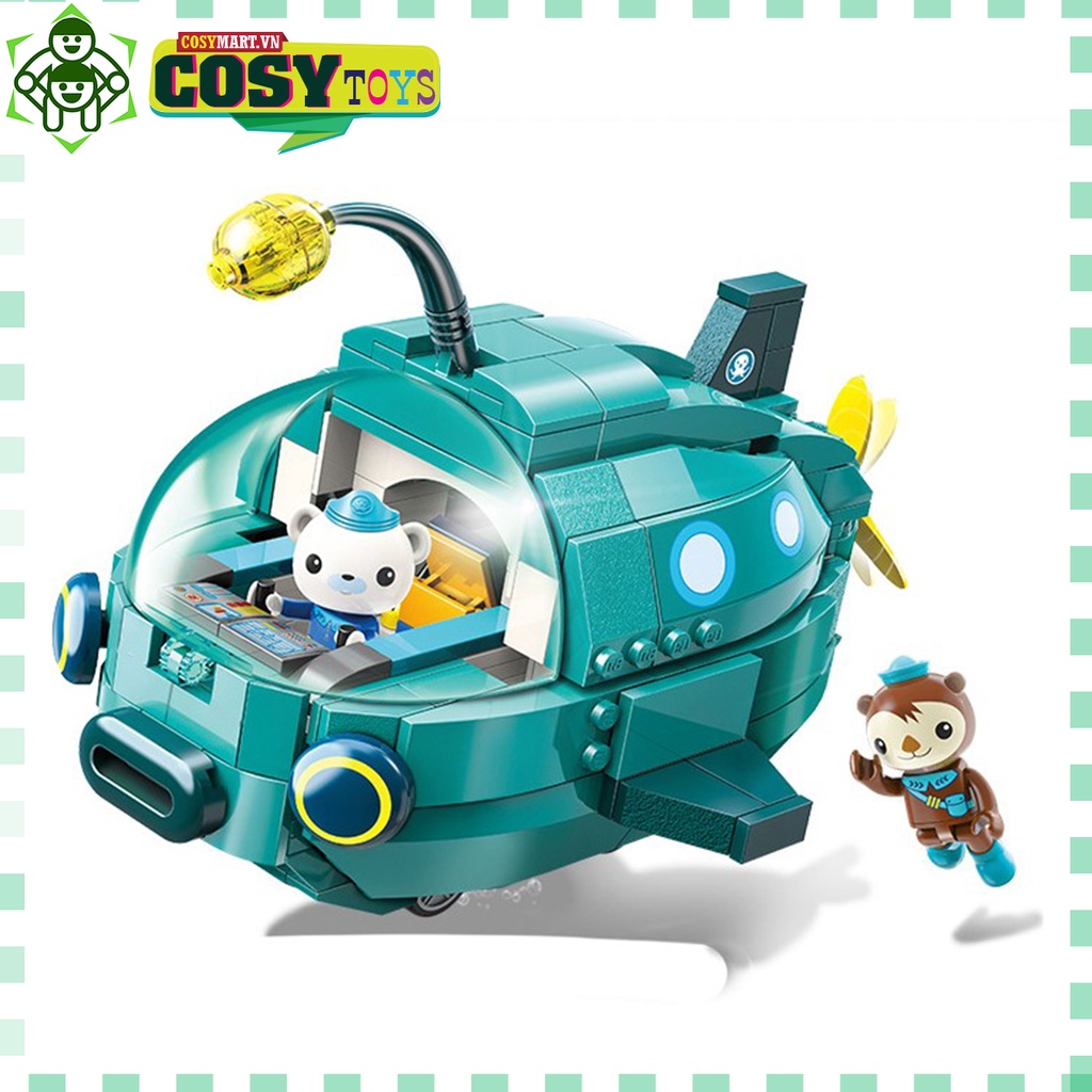 Đồ chơi lắp ghép xếp hình Tàu ngầm thám hiểm đại dương cá heo với 223 mảnh ghép