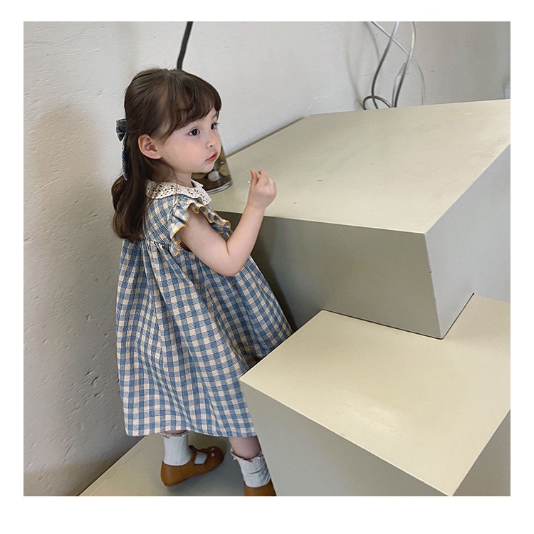 [Babycat] Bộ Đồ Áo Sơ Mi Tay Cánh Tiên Và Quần Ngắn Họa Tiết Caro Nhỏ Phong Cách Nhật Bản Hàn Quốc Dành Cho Mẹ Và Bé Gái