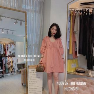Đầm hồng pha ren