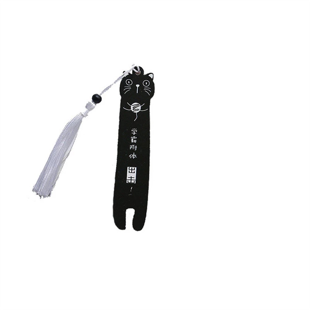 Set 2 bookmark phụ kiện trang trí sổ tay mèo hoạt hình phối tua rua xinh xắn