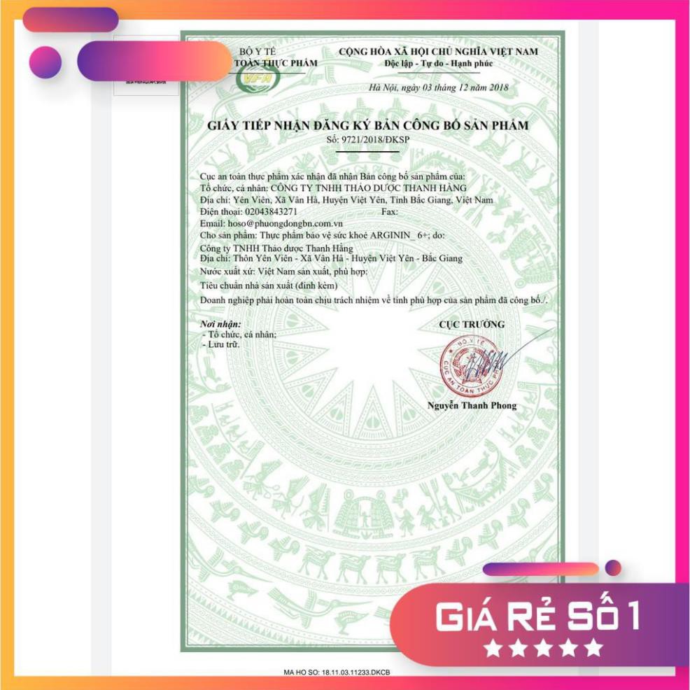 tpcn Viên uống bổ gan, mát gan Arginin 6+ tăng cường chức năng gan hiệu quả hàng chính hãng 100%