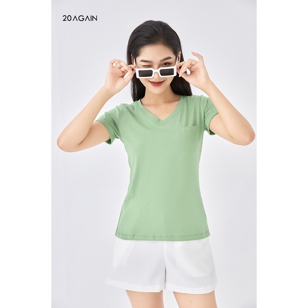 [Mã WABRT1230 giảm 10% đơn 99K] Áo phông nữ 20AGAIN, chất cotton co giãn mềm mịn, thoáng mát ATA1942