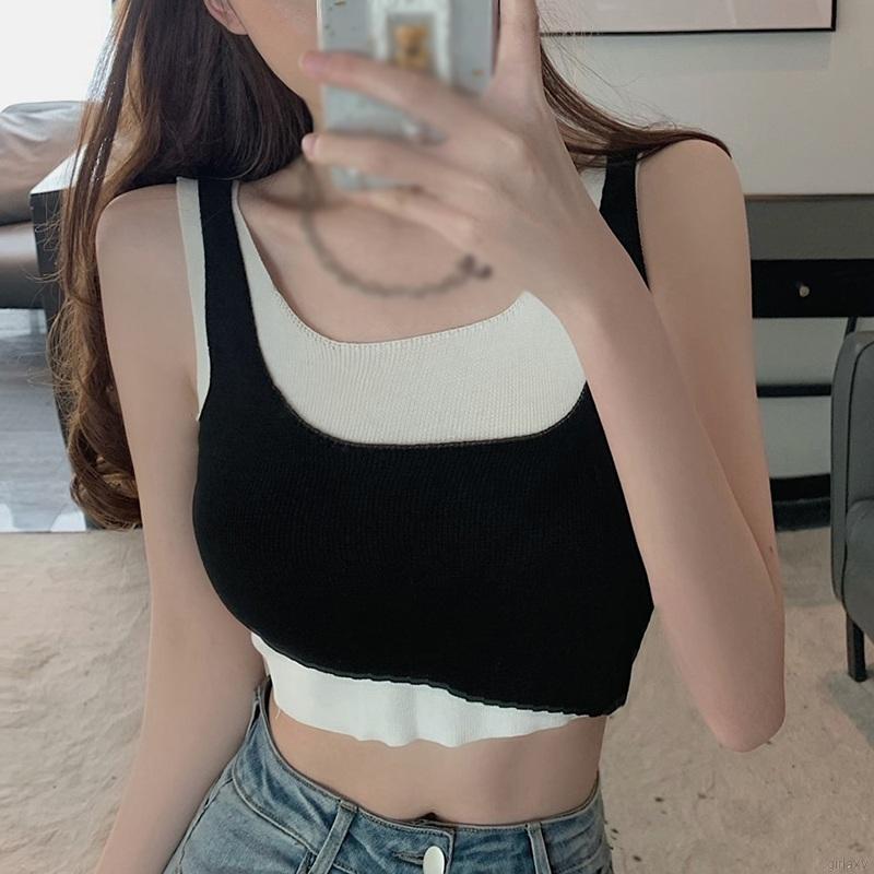 Áo sát nách dáng lưng không tay phối màu sắc thời trang nữ tính