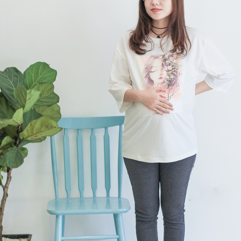 Quần legging bầu ngố cạp chéo, đáp bụng chất cotton ,quần bầu trên gối có chun điều chỉnh bụng