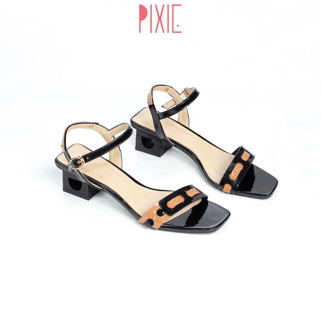 Giày Sandal Cao Gót 3cm Quai Phối Màu Pixie X531