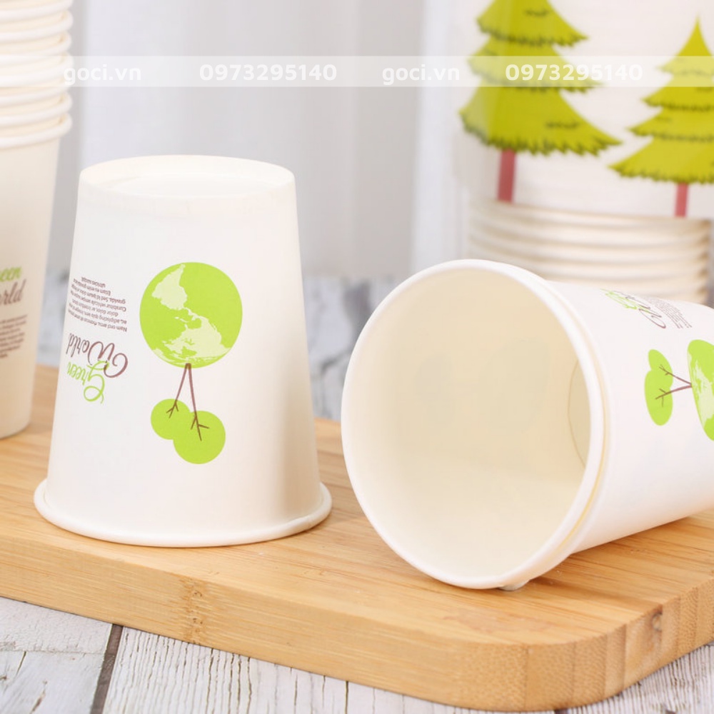 Set 50 cốc giấy dùng 1 lần cốc giấy du lịch tự phân hủy 250ml tiện lợi nhỏ gọn dễ sử dụng thân thiện môi trường