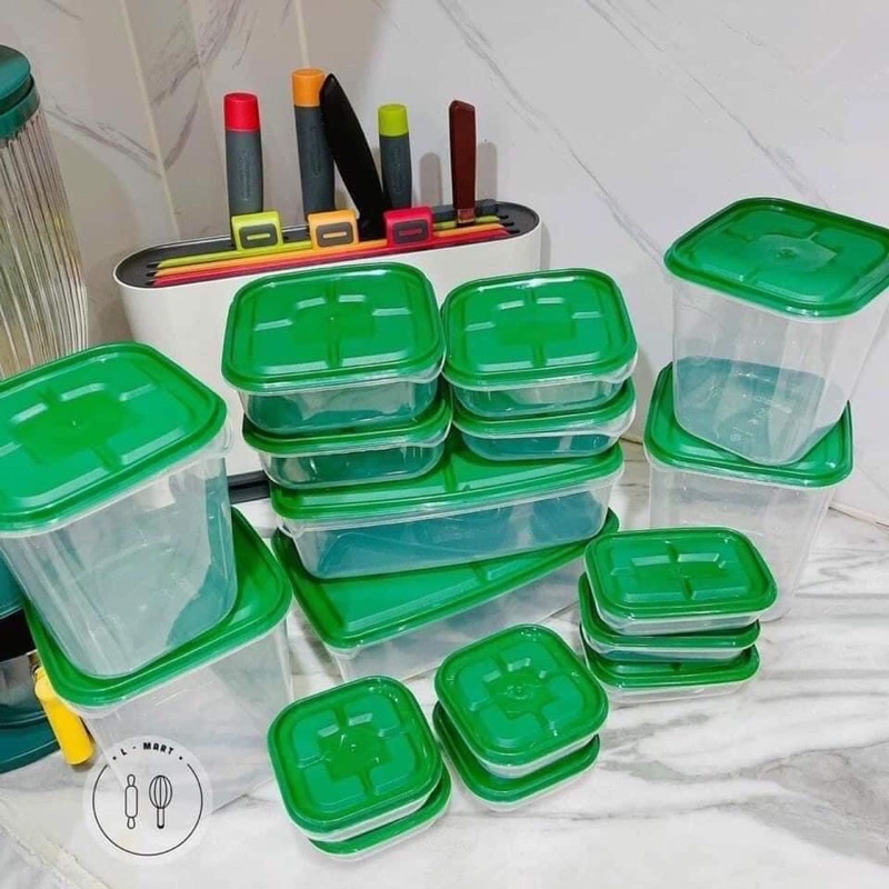 Bộ hộp đựng thực phẩm 17 món - Set 17 hộp nhựa tủ lạnh cao cấp bảo quản đồ ăn -giatottaikho