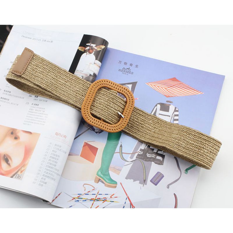 [Baywellfashion]Women Girls Fashion Casual All-match Cotton And Linen Weaving Square Buckle Dress Decorative Belt | BigBuy360 - bigbuy360.vn