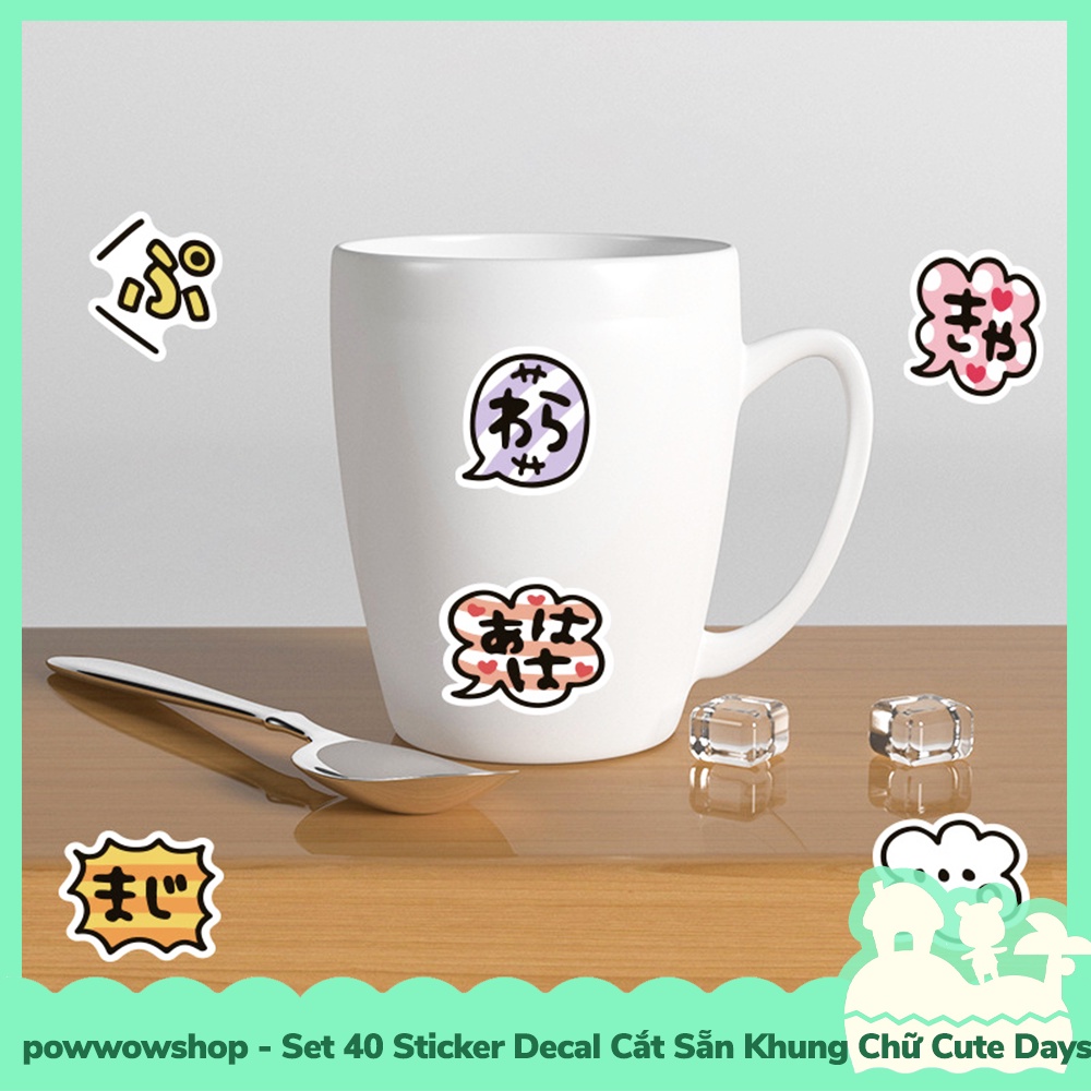 [Sẵn VN - Hỏa Tốc] Set 40 Sticker Mini Decal Dán Trang Trí Vật Dụng Mẫu Chữ Typography Cute Days Lovely Dễ Thương
