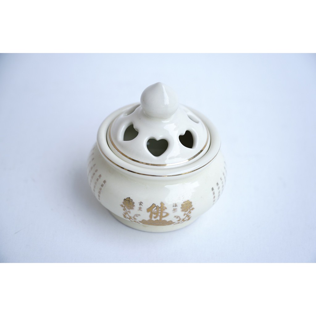 Lư xông trầm hương gốm sứ sen Phật Chú Đại Bi, hủ đốt trầm mạ vàng bình an - Nhiều màu | BigBuy360 - bigbuy360.vn