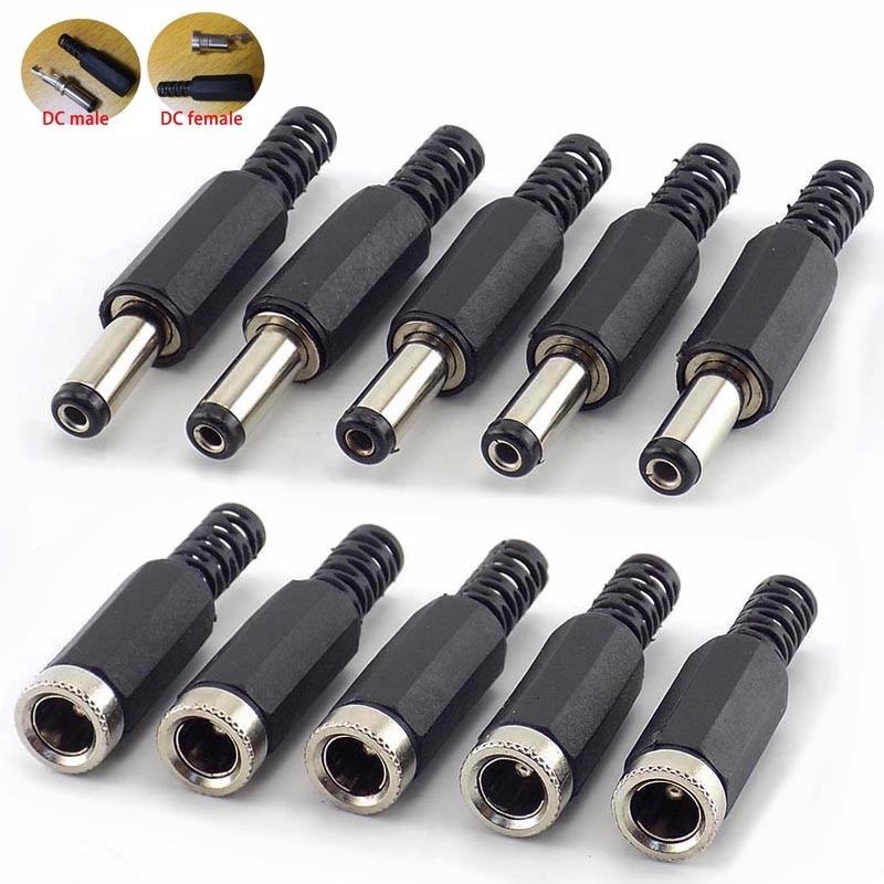 Set 10 Đầu Nối DC Male Female 5.5x2.1mm DC Dành Cho Camera An Ninh Cctv