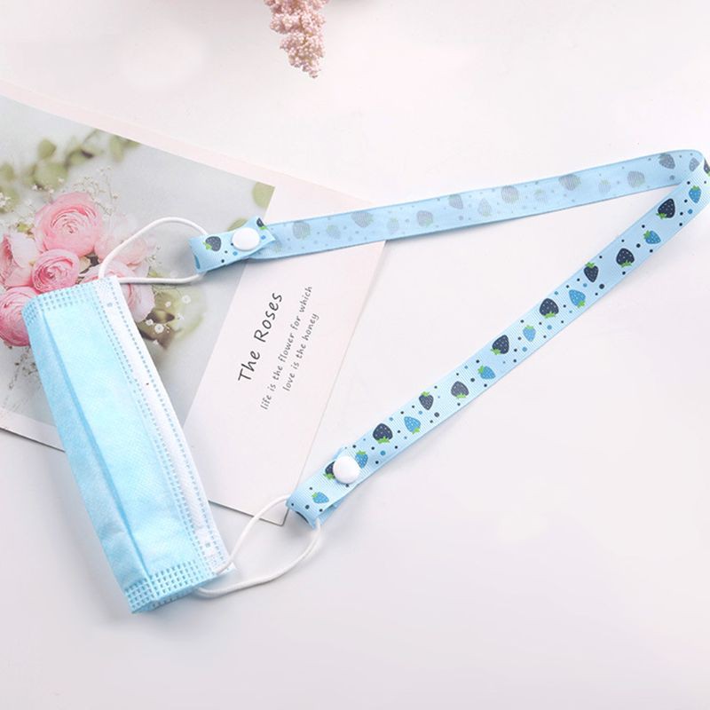 Set 4 Dây Đeo Khẩu Trang In Hình Dâu Tây Dễ Thương Cho Bé
