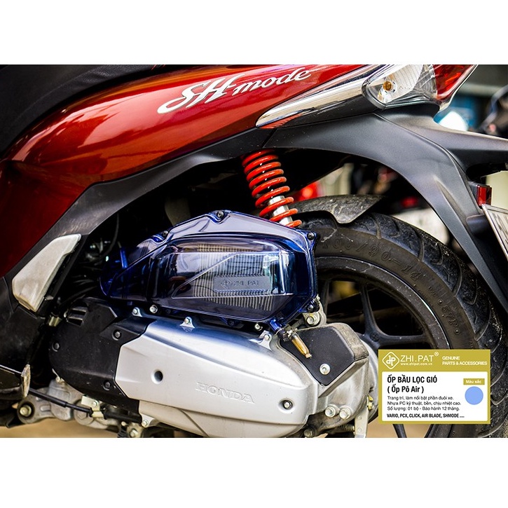 Ốp bầu lọc gió (Pô E), ốp pô Air Vario 2018, PCX, Click Thái, AB, SH Mode trong suốt nhựa PC Zhi.pat chính hãng