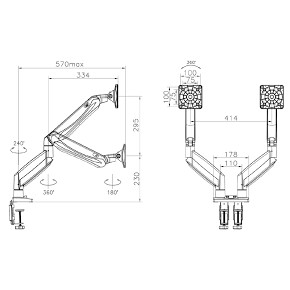 Giá Treo Máy Tính [ 2 Màn Hình ] 17" - 27 " NB -  F185 A [ HÀNG CHÍNH HÃNG ] - Model 2020