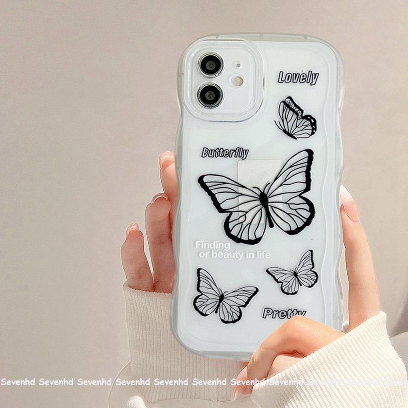Ốp Điện Thoại Mềm Họa Tiết Bướm Hoạt Hình Cho iPhone 14 13 12 11 Pro Max X XR Xs Max 8 7 6 6s Plus SE 2020