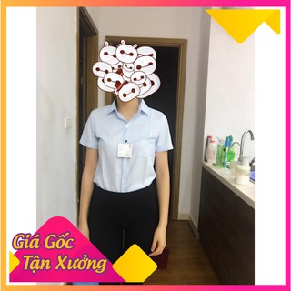 Áo Sơ Mi Nữ Xanh nhạt công sở ngắn tay basic dáng suông, chất liệu đẹp chống nhăn | Sơ Mi Nam