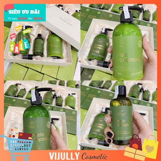Bộ sản phẩm Dầu gội bưởi Dầu xả dừa Tinh dầu bưởi Vijully cao cấp